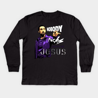 Nobody messes with jesus. Kids Long Sleeve T-Shirt